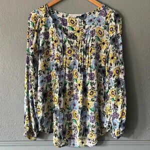 Jane and Delancey Floral Blouse - Yellow, Purple, Blue
